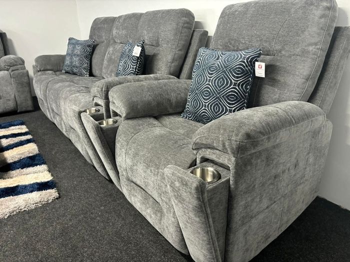 New Hudson Fabric Recliner Sofas with Hidden Cupholders