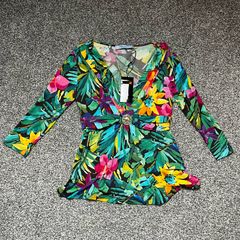 Blumarine Vtg Floral Blouse Sz 8UK 4US 40IT Jersey Y2K 90's Retro