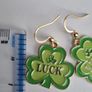 St Patrick earring green gold clover luck Image 4