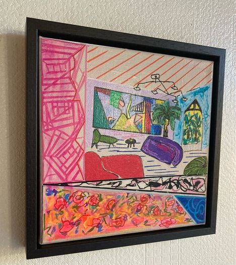 Framed Original Abstract Painting Miami style Interiors Art   Original Art Gift