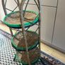 Vintage three-tier wicker and rattan display stand Image 2