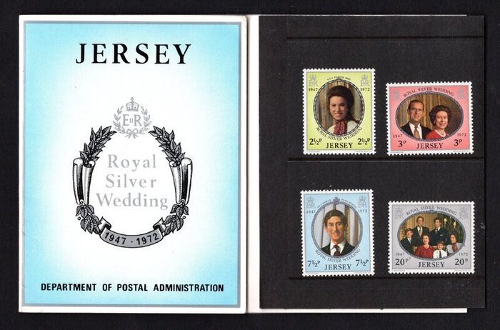 1972 Jersey Royal Silver Wedding of Queen Elizabeth II and Prince Philip Commemorative Stamps Presentation Pack