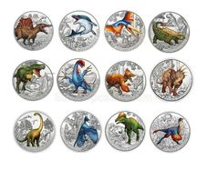 Austria 3 Euro Coin Complete Set 2019-2022 Dinosaur Series. 12 Coins. (In Capsules)