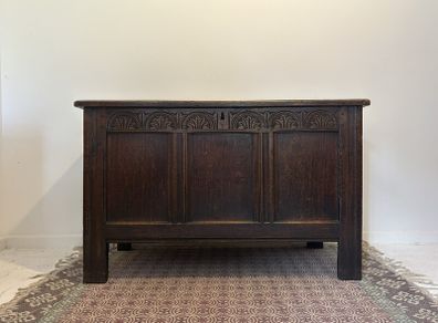 18th Century Style Carved Oak Coffer