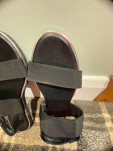 Flat black sandals wide fit