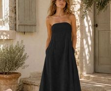 Side Pocket Linen Flared Dress