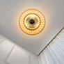 Modern Black Ceiling Light Fixture, Amber Glass Flush Mount Chandeliers, Semi Flush Mount Ceiling Light Fixture Suitable for Living Room Hallway Kitchen Bedroom Image 3