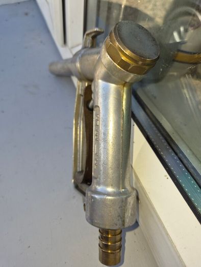old 1960s brass aluminium fuell filler nozzle