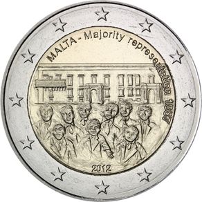 Malta 2 Euro Commemorative Coin 2012 - Majority Representation. Uncirculated.