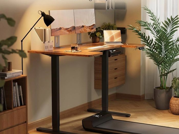 Electric Standing Desk, 120cm U Shaped Height Adjustable Desk with 3 Memory Smart Panels