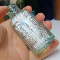 13 - Beautiful Antique Sea Glass Bottle Embossed The Cambridge Lemonade Chivers and Sons Ltd Histon