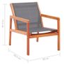 Garden Lounge Chair Grey Solid Eucalyptus Wood and Textilene Image 7