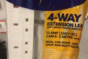 4 Way Extension Lead 13A 2 Meter Cable