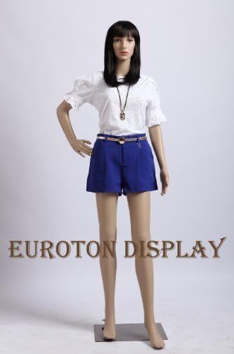 SF-11 Female mannequin full body manikin + 2 free long curly wigs (dark brown and black) +metal stand Head and arms can be rotated Plastic Unbreakable Eco-friendly