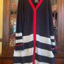 Ulla Popken FURTHER. REDUCED new long cardigan in navy with red and white . Size 28.   length is 42 inches Image 4