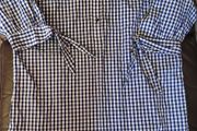 Blouse check top navy shirt with frill detail at the hem blue white loose fit would suit as maternity shirt or for oversized lookSize 16