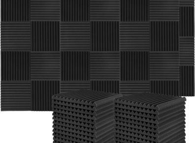 50-Pack Acoustic Foam Panels Tiles Wedge, Soundproofing Foam Noise Cancelling Foam for Studios, Recording Studios, Offices, Home Studios 1" x 12" x 12", 50-Pack (FREE POSTAGE)