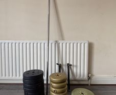 York Weights & Barbell Set - Plates, Bar & Clips Included