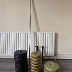 York Weights & Barbell Set - Plates, Bar & Clips Included