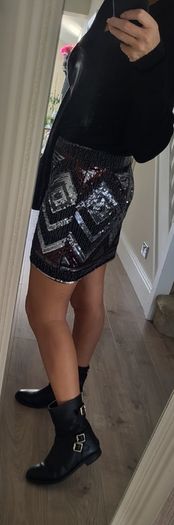H&M silver, black and bronze sparkly skirt Sz 42 (Fit 12-14UK)