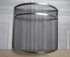 Brushed steel fireguard with black mesh