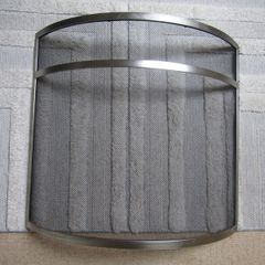 Brushed steel fireguard with black mesh