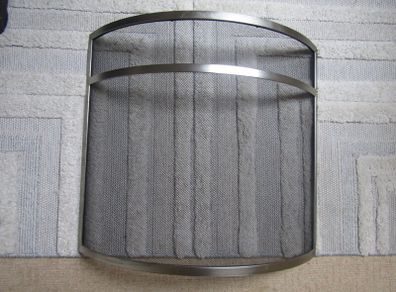 Brushed steel fireguard with black mesh