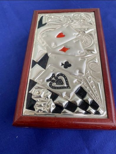 Italian Mid Century Modern Jatoba and Silver Plated Cigarette Box
