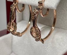 Champagne Diamond, Black Diamond J Hoop Half Hoop Earring
