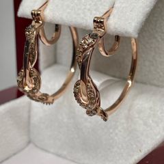 Champagne Diamond, Black Diamond J Hoop Half Hoop Earring