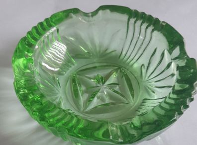 vintage green glass ashtray