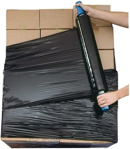 Multi Use Strong Pallet Wrap Cling Film | Tear Resistant | Water & Moisture Proof Pallet Stretch Shrink Wrap| High-Quality Easy to Use Pallet Wrap 400mm x 250m (Black, 1 Roll)
