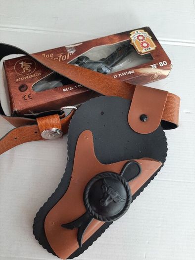 vintage new toy gun in box and holster