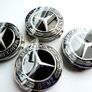 4 x Gloss Black 75mm  MERCEDES BENZ wheel CENTER CAPS (very strong fit, aluminum top) new style, for new models Image 7
