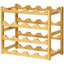 Bamboo Wine Rack for 16 Wine Bottles, 4 Shelves, 43 cm x 23.5 cm x 38 cm Natural Image 4