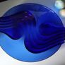 French Arcoroc Cobalt Blue Glass Plate  and Marble Eggs Image 4