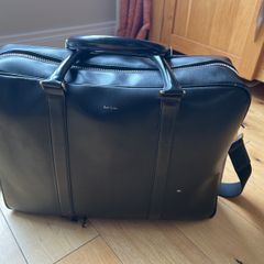 Paul Smith Mens City Embossed Black Leather Portfolio Folio Laptop Briefcase Bag