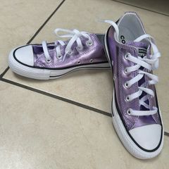 Converse metallic purple new with no tags UK 3.5
