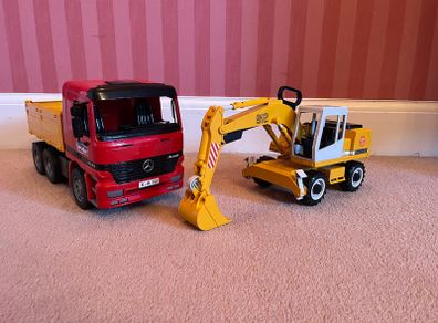 Bruder Toy Truck and Liebherr Digger