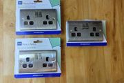 BG Metal Antique Brass Double Plug Socket
