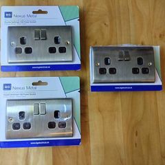 BG Metal Antique Brass Double Plug Socket