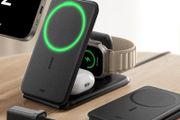 ESR for 3 in 1 Charging Station, 15W MagSafe Charger Stand for iPhone &amp; Apple Watch Charger [Certified], Travel Charging for iPhone 17/16/15/14/13/12 &amp; Watch &amp; AirPods 4/3, Black, No bag