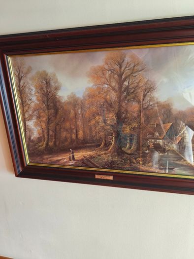 Framed print of oil painting COUNTRY COTTAGES By Clemens