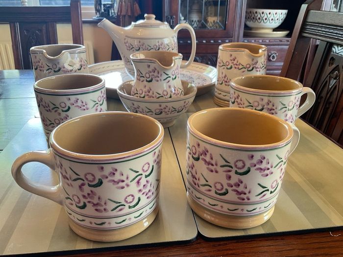 Nicholas Mosse lavender collection from Washington creek . Mugs, jugs , tea pot and platter .pricing the mug fir this ad
