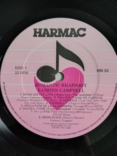Eamonn Campbell (The Dubliners) - Romantic Rhapsody Vinyl LP (1987) 1st Irish Pressing EX+ Folk Trad
