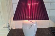 Lovely ceramic table lamp with purple shade