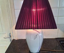 Lovely ceramic table lamp with purple shade