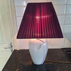 Lovely ceramic table lamp with purple shade