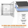Drop in Ice Chest, 28"L x 16"W x 17"H Stainless Steel Ice Cooler, Commercial Ice Bin with Hinged Cover Image 3