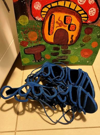 Price drop MISO Blue Rope-Lace Heeled Sandals Size UK 7 / EU 40
